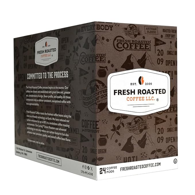 Fresh Roasted Coffee, Decaf Caramel, Flavored Coffee Pods, K-Cup Compatible, 24 Count