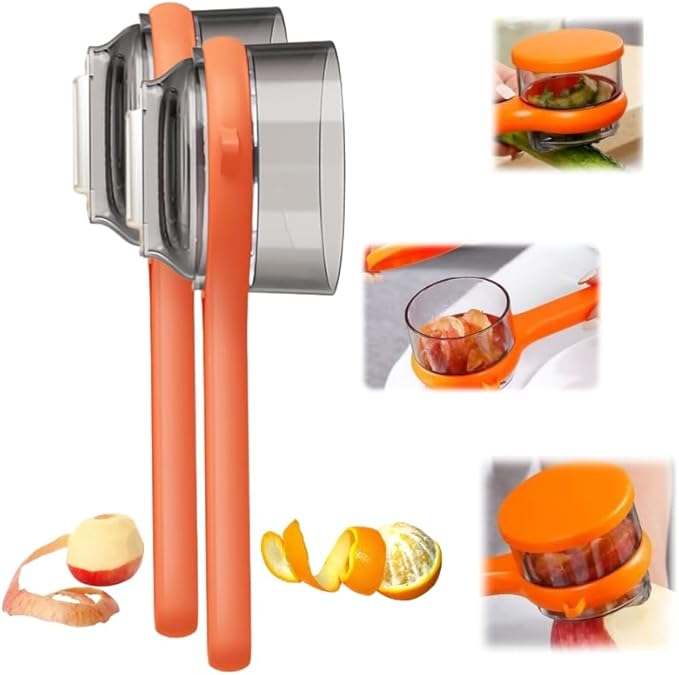 Fruit And Vegetable Peeler With Storage Box, Universal Peeler For Fruits And Vegetables, Non-Slip Handle Design, Double-Sided Multifunctional Peeler For Home Kitchen (2, orange)