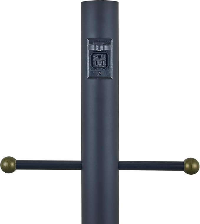 Design House Oakmont Outdoor Lamp Post, Integrated Outlet, Weather-Resistant, Powder-Coated Steel, 15.5-in. Plastic Cross-Arm, Easy Installation, Black, 3 in. Diameter x 80 in. H, 579714
