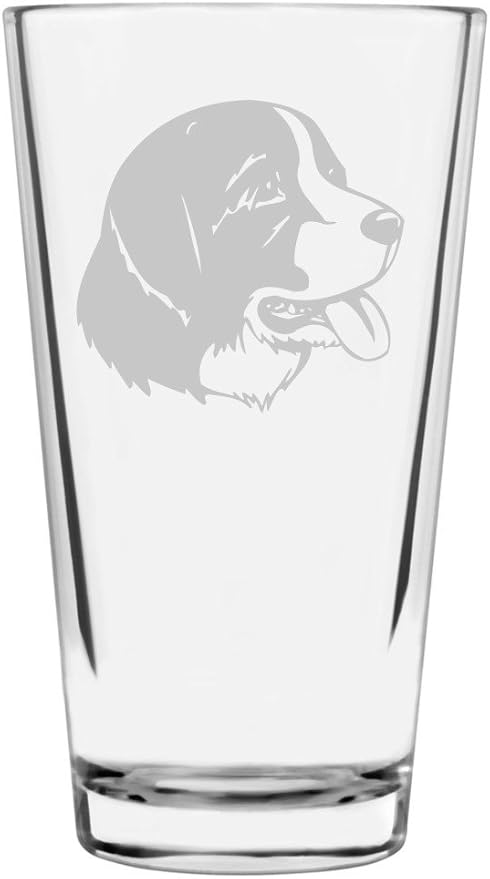 Landseer Custom Personalized Dog Themed Etched All Purpose 16oz Pint Glass