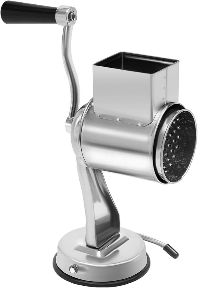 Rotary Cheese Grater Hand Drum Slicer Crank 5 in 1 Vegetable Chopper Stainless Steel, Kitchen Shredder Nuts Grinder With Handle for Cheese, Vegetable, Walnuts, Chocolate, Potato, Carrot 5 Blades