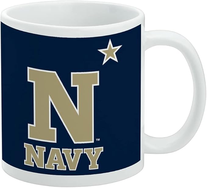 US Naval Academy Primary Logo Ceramic Coffee Mug, Novelty Gift Mugs for Coffee, Tea and Hot Drinks, 11oz, White