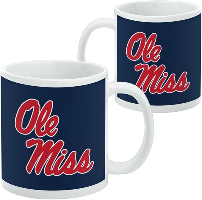 University of Mississippi Primary Logo Ceramic Coffee Mug, Novelty Gift Mugs for Coffee, Tea and Hot Drinks, 11oz, White