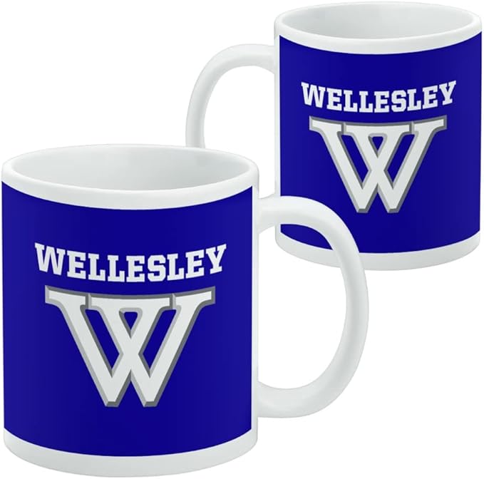 Wellesley College Primary Logo Ceramic Coffee Mug, Novelty Gift Mugs for Coffee, Tea and Hot Drinks, 11oz, White