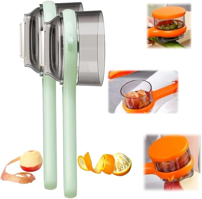 Fruit And Vegetable Peeler With Storage Box, Universal Peeler For Fruits And Vegetables, Non-Slip Handle Design, Double-Sided Multifunctional Peeler For Home Kitchen (2, green)
