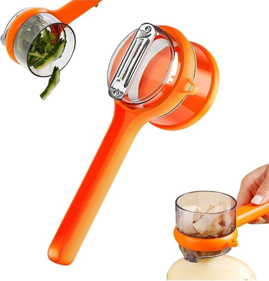 Vegetable Peeler with Box Storage,Double-Sided Stainless Steel Potato Peeler and Fruit Peeler,Vegetable Peelers for Kitchen,Apple Peeler,Carrot Peeler,Orange Peeler,Garlic Peeler (Orange)