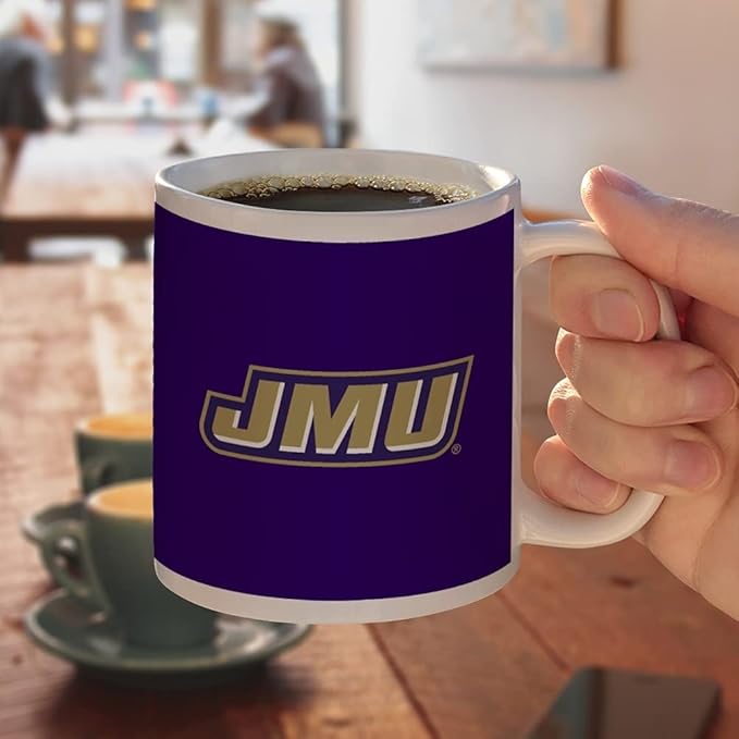James Madison University Dukes Logo Ceramic Coffee Mug, Novelty Gift Mugs for Coffee, Tea and Hot Drinks, 11oz, White