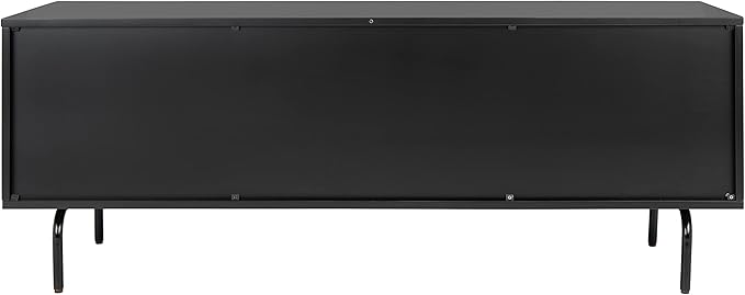 SAFAVIEH Genevieve TV Stand for up to 65" Flatscreen – Black & Walnut Brown Finish, Mid-Century Modern Storage Cabinet, Entertainment Media Console (MED5000F)