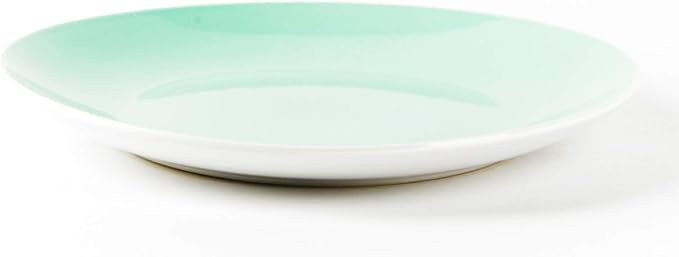 Stoneware Coupe Shape 16pc Dinnerware Set, Outside White + Inside Teal