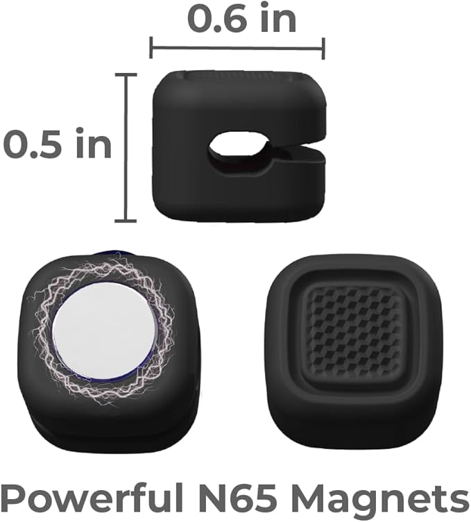 BLACK+DECKER 4 Pack Magnetic Cable Clips w/Metal Plate, Adhesive Wire Holder Keeper Organizer for Home Office Phone Car Wall Desktop Nightstand