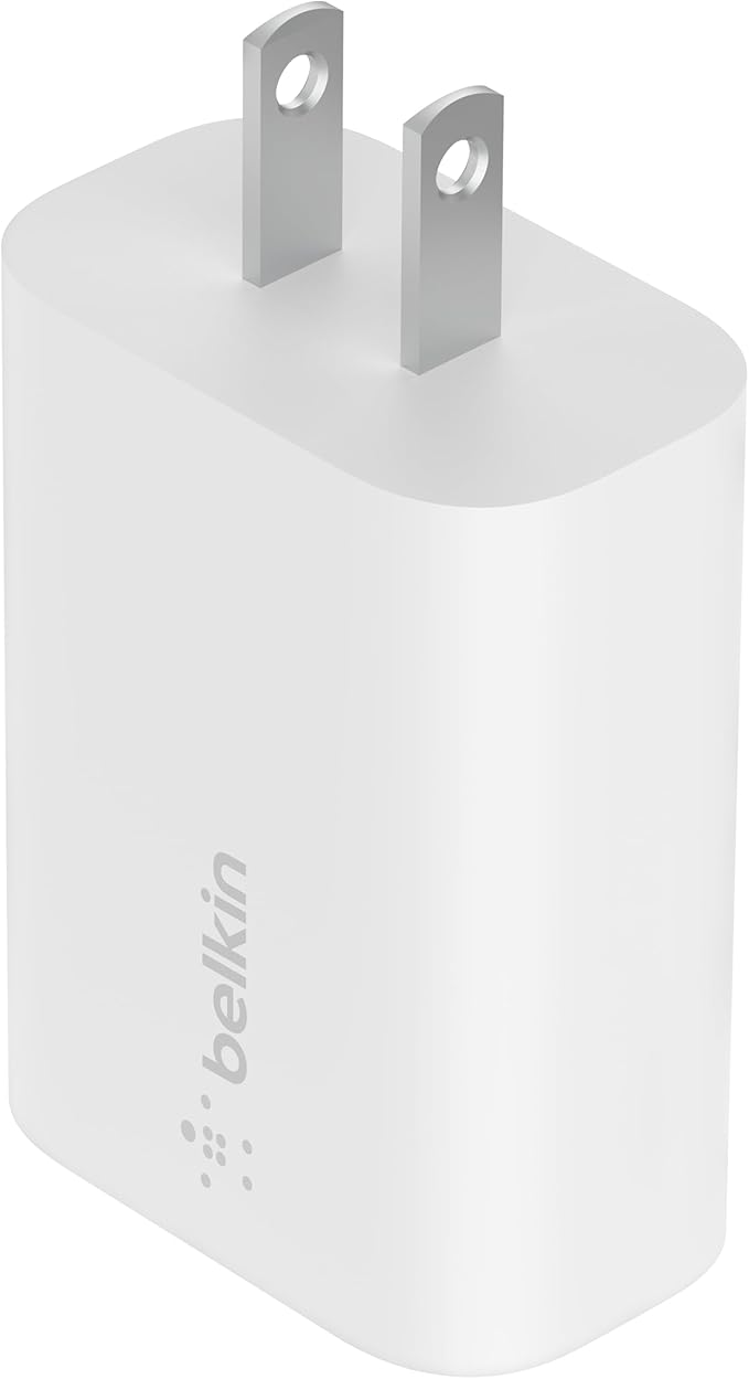 Belkin USB C Charger Block 25W - Power Delivery PPS Super Fast Charging - Apple iPhone 17, Air, Pro, AirPods, Samsung Galaxy S25, iPad, AirPods, Google Pixel 10, Nintendo Switch 2 & More - White