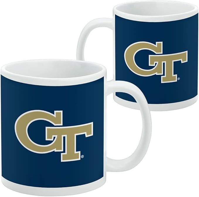 Georgia Tech Primary Logo Ceramic Coffee Mug, Novelty Gift Mugs for Coffee, Tea and Hot Drinks, 11oz, White