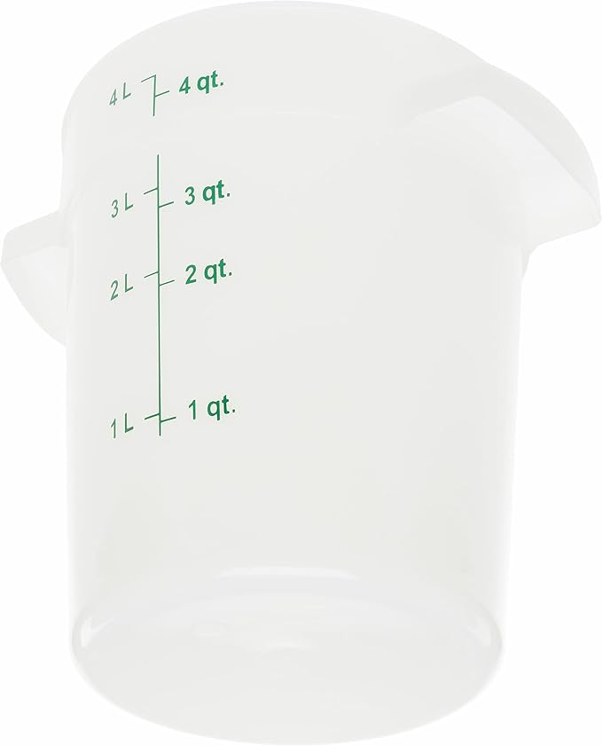 Carlisle FoodService Products Storplus Round Food Storage Container with Stackable Design for Catering, Buffets, Restaurants, Polyethylene (Pe), 4 Quart, White
