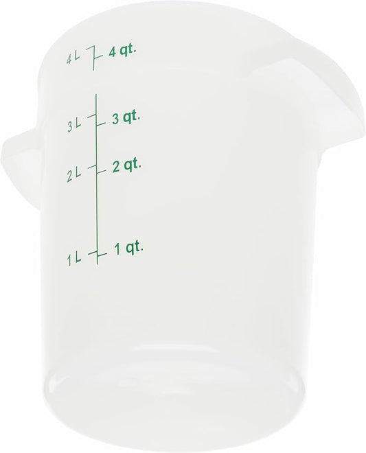 Carlisle FoodService Products Storplus Round Food Storage Container with Stackable Design for Catering, Buffets, Restaurants, Polyethylene (Pe), 4 Quart, White