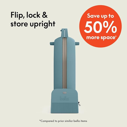 bella Flip-n-Store Waffle Maker, EverGood™ Ceramic Nonstick Coating, Fits-anywhere™ Kitchenware, Power Indicator Light & Touch Handle, 7” Wide & 1" Deep Plates, 1000 Watt, Surf