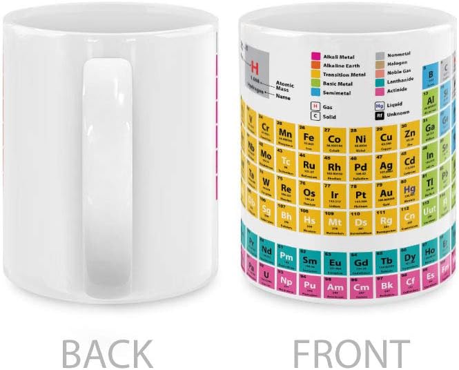 MUGBREW Periodic Table of Elements White Ceramic Coffee Mug Tea Cup, 11 OZ