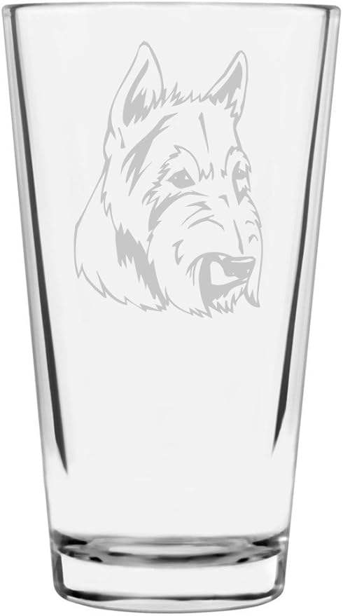 Scottish Terrier (Aberdeen) Dog Themed Etched All Purpose 16oz Pint Glass