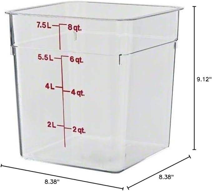 Cambro - 8SFSCW135 Camwear Polycarbonate Square Food Storage Container, 8 Quart (This does not come with a lid)
