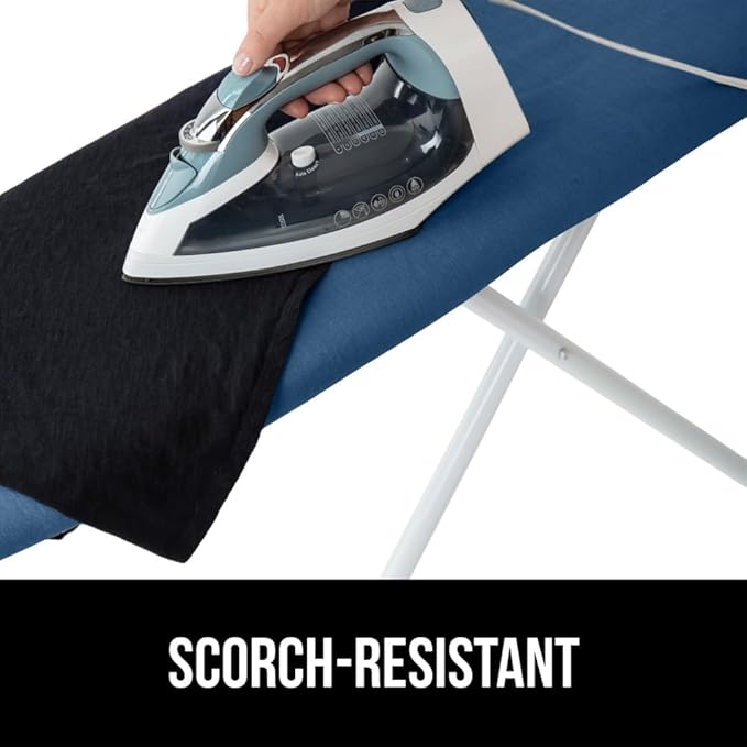 GORILLA GRIP The Original Ironing Board Cover and Pad, Silicone Coating, Thick Scorch Resistant Padding, Heavy Duty Iron Covers Standard Boards, Hook and Loop Fastener Strap, Navy, 15x54
