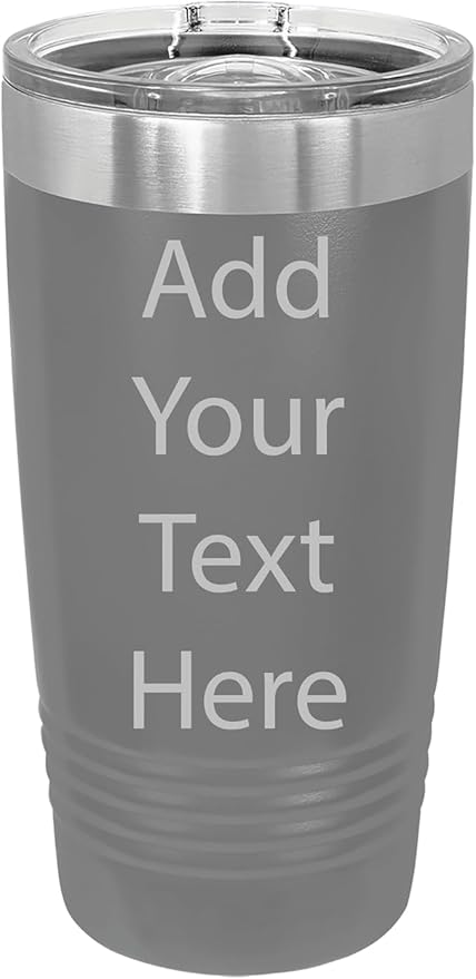 CRAZYDAISYWORLD Customized Polar Camel 20 Oz. Vacuum Insulated Ring Neck Tumbler with Slider Lid Personalized with Your Text (Dark Gray)