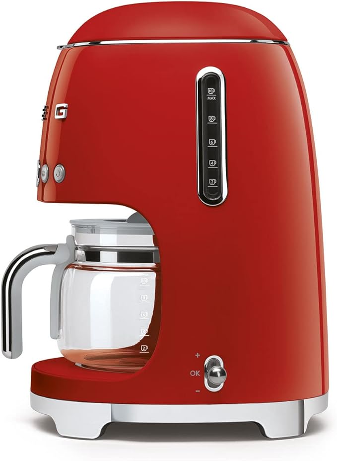 Smeg Retro Drip Coffee Machine and 2-Slice Toaster Bundle… (Red)