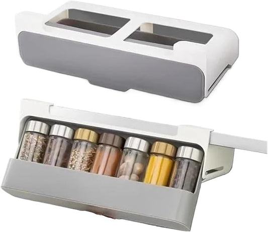 Spice shelf, Kitchen Organizer Plastic Spice Rack Seasoning Holder Under-Shelf Drawer Holder Spice Bottle Storage Boxes,kitchen
