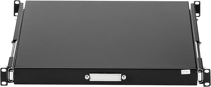 StarTech.com 1U Sliding Server Rack Mount Keyboard Shelf Tray, 55lbs (25Kg), 22in (55cm) Deep Steel Pull Out Drawer for Racks