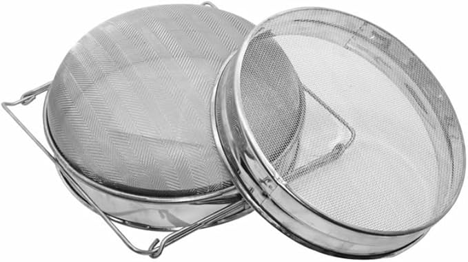Stainless Steel Honey Strainer, Double Sieve Honey Filter Bee Keeping Equipment Filter Honey Extractor Equipment for 5 Gallon Bucket Honey