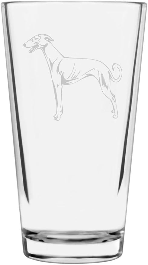 Hortaya Borzaya Eastern Greyhound Custom Personalized Dog Themed Etched All Purpose 16oz Pint Glass