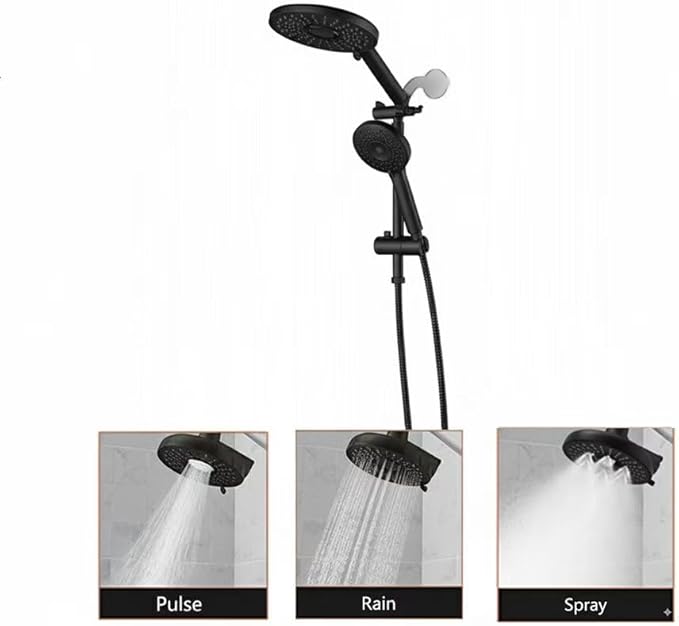 Shower Head with Filters - High Pressure Shower Filter Heads for Hard Water with Handheld - Dual Filtration Removes Chlorine, Fluoride, Heavy Metals (Black)