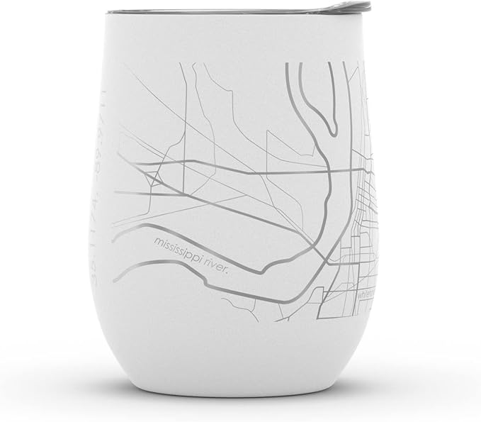 Well Told Engraved Memphis Tennessee Map Insulated Wine Tumbler, Etched Stainless Steel Wine Tumbler (12 oz, White) City Map Insulated Tumbler, Custom Insulated Tumbler, Outdoor Drinkware