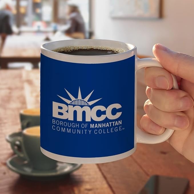 Borough of Manhattan Community College Primary Logo Ceramic Coffee Mug, Novelty Gift Mugs for Coffee, Tea and Hot Drinks, 11oz, White