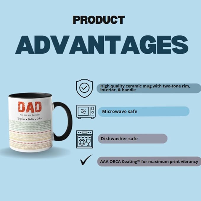 Personalized Hidden Message Mug Gifts for Dad - Custom Man Myth Legend Cup, Funny Mug Gift For Father's Day, Birthday, Christmas, 16 Oz 11 Oz Ceramic Dad Coffee Mugs from Daughter or Son
