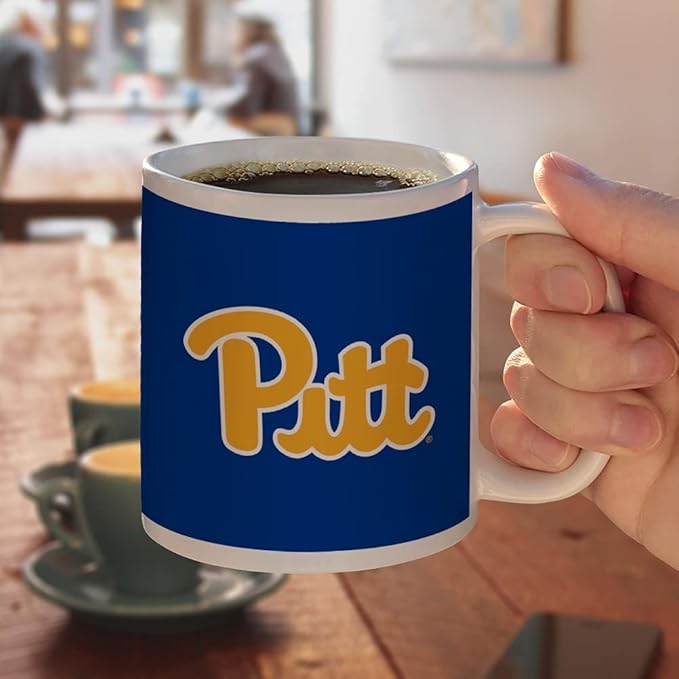University of Pittsburgh Primary Logo Ceramic Coffee Mug, Novelty Gift Mugs for Coffee, Tea and Hot Drinks, 11oz, White