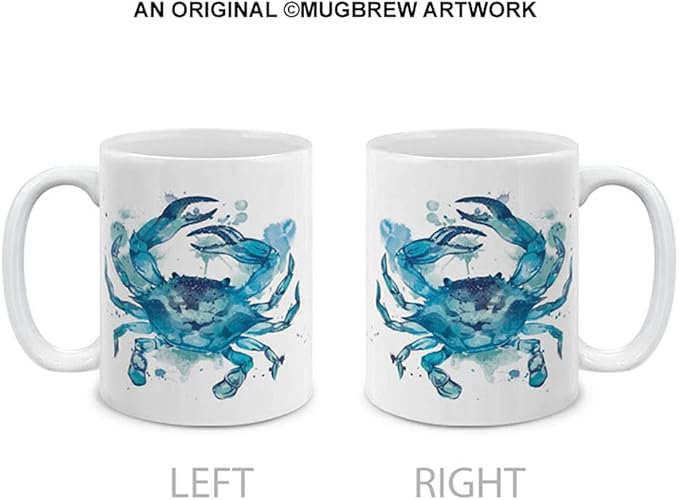 MUGBREW Blue Crab Ceramic Coffee Mug Tea Cup, 11 OZ