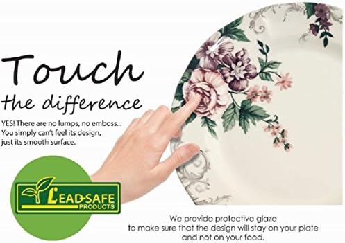 Tudor Royal 12-Piece Round Porcelain Dinnerware Set, Service for 4, Rosemary, Summer Flowers, Plates Bowls Dishes, Glossy, Premium Quality Dish Set, Unique Pattern