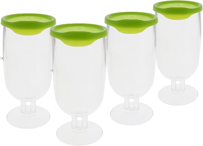 LipLidz Brewtail/Tumbler Glasses, 4 Pack, 20.7 oz Dual-Stemmed BPA-Free Plastic Drinkware with Drink-Through Attachable Lid, Shatterproof, Made in USA (Lime)