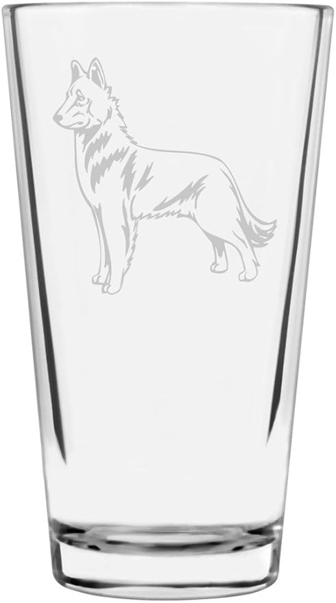 Belgian Shepherd Dog (Malinois) Dog Themed Etched All Purpose 16oz Pint Glass