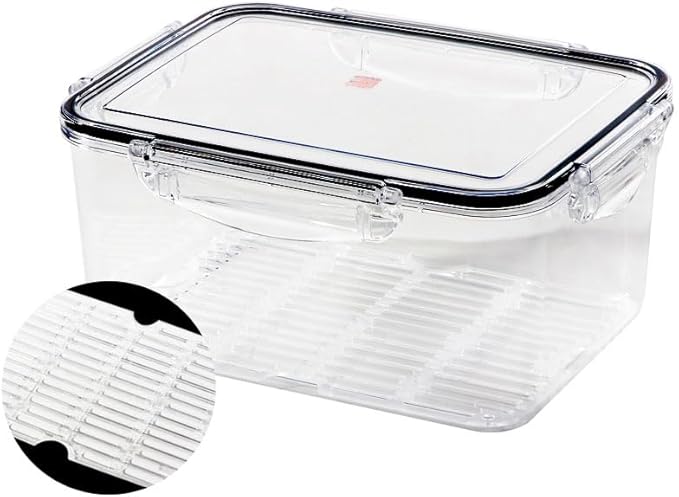 Airtight Food Storage Container With Lid (169.1 oz, With Removable Drain Tray)-BPA-Free | Dishwasher, Microwave & Freezer Safe | Leak-Proof Lids | Kimchi Storage Container | Fresher Food