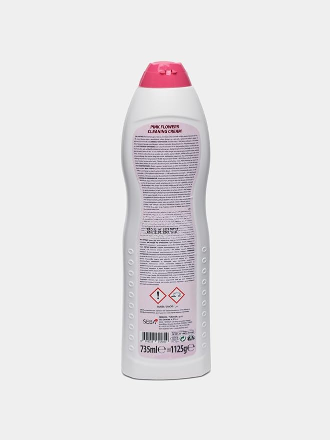 Tribello Multipurpose Surface Cleaner Cream for Kitchen & Bathroom, 100% Dirt Removal with Natural Cleaning Particles - Large 735ML / 25OZ (Pink Flowers)