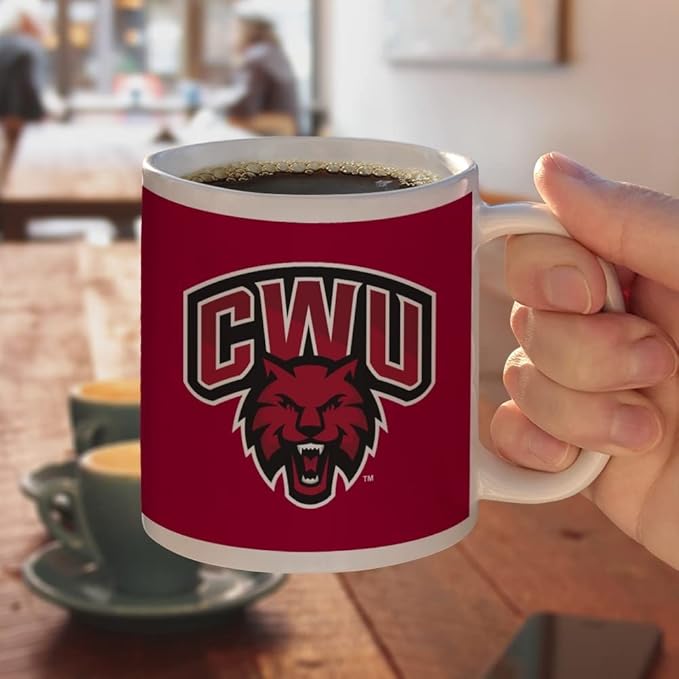 Central Washington University Primary Logo Ceramic Coffee Mug, Novelty Gift Mugs for Coffee, Tea and Hot Drinks, 11oz, White