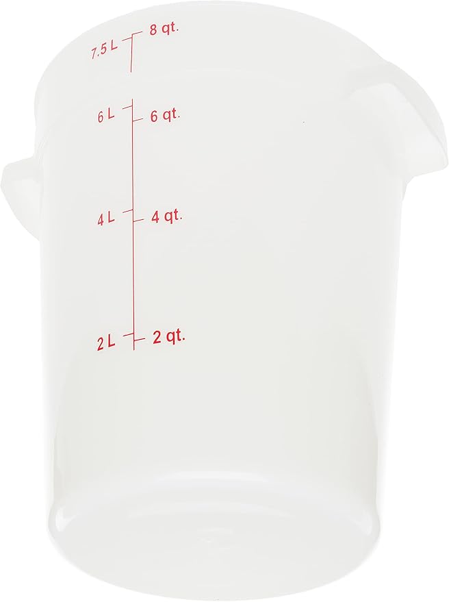 Carlisle FoodService Products Storplus Round Food Storage Container with Stackable Design for Catering, Buffets, Restaurants, Polyethylene (Pe), 8 Quart, White