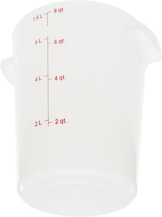 Carlisle FoodService Products Storplus Round Food Storage Container with Stackable Design for Catering, Buffets, Restaurants, Polyethylene (Pe), 8 Quart, White