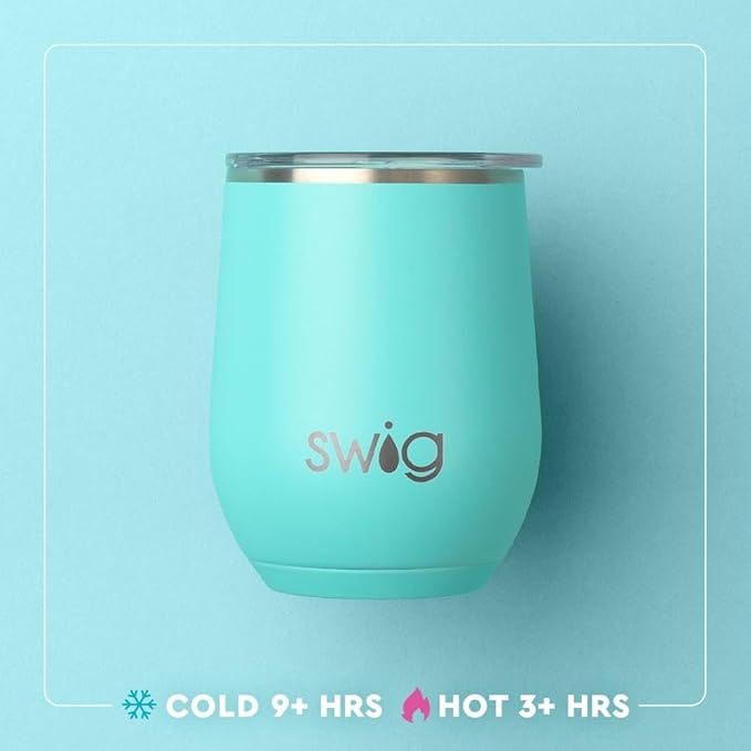 Swig Life 12oz Wine Tumbler with Lid, Stainless Steel, Dishwasher Safe, Portable, Triple Insulated Wine Tumbler (Garden Party)