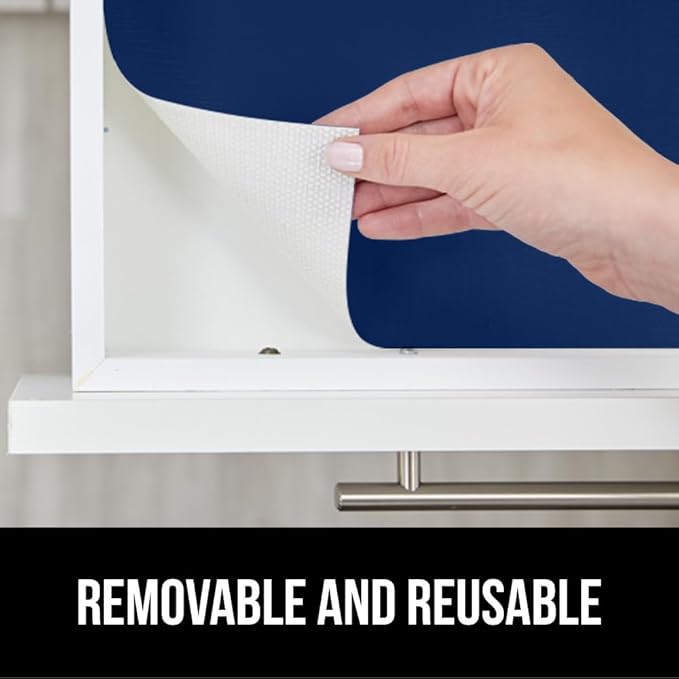 GORILLA GRIP DripGuard Shelf Liner, Non Adhesive Drawer and Kitchen Cabinet Protector, 20x240 Inch, Slip Resistant BPA Free Smooth Surface Plastic Liners for Cabinets, Bathrooms, Closets, Navy Blue