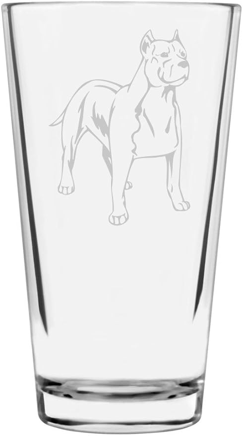 American Staffordshire Terrier Amstaff Custom Personalized Dog Themed Etched All Purpose 16oz Pint Glass