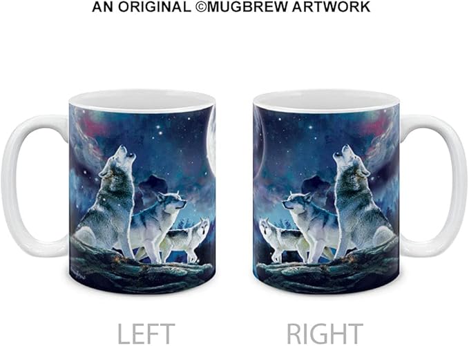 MUGBREW Wolf Pack Moon Ceramic Coffee Mug Tea Cup, 11 OZ