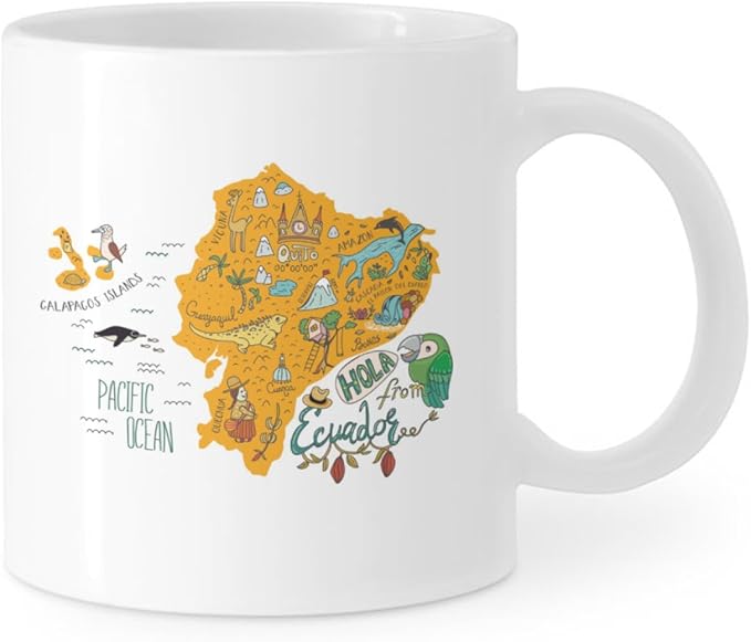 Coffee Mugs Ceramic Latte Mug with Handle Map Print 11 OZ for Men Women for Latte Cappuccino Cocoa Milk Dishwasher & Microwave Safe