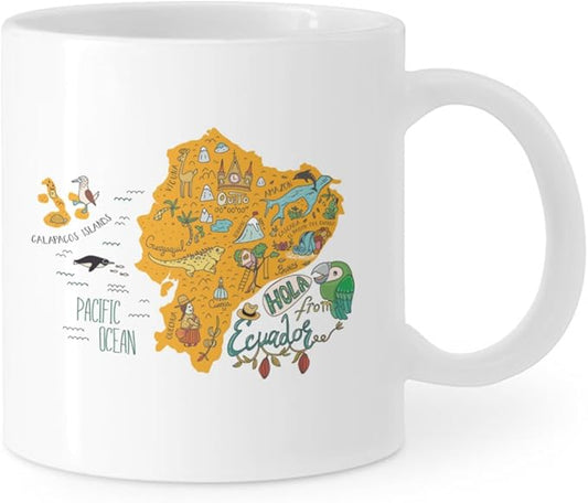 Coffee Mugs Ceramic Latte Mug with Handle Map Print 11 OZ for Men Women for Latte Cappuccino Cocoa Milk Dishwasher & Microwave Safe