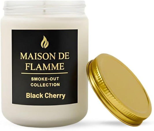 Black Cherry Odor-Eliminating Scented Candle, 200g/7oz White Jar – Long-Lasting Soy Wax Blend Candle for Smoke, Kitchen & Home Odors